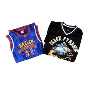 MIXED LOT OF 2 Men's S/M Globetrotters/Black Pyramid Streetwear Jerseys SEE DESC